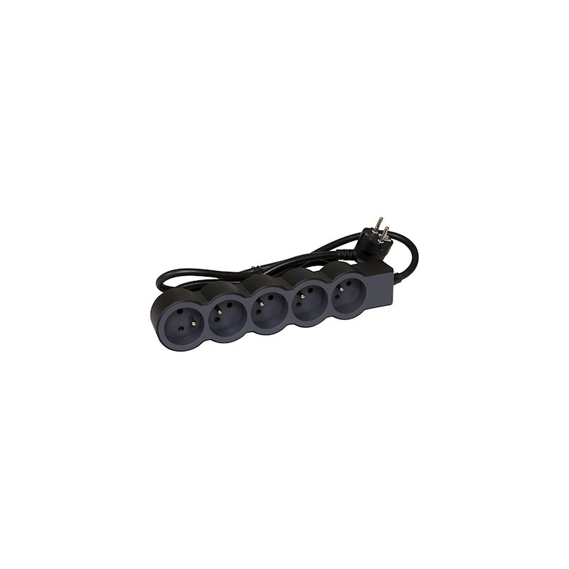 LEGRAND - Rallonge multiprise extra-plate avec 5 prises 2P+T standard -  câble de longueur 3 m - noir et gris foncé Réf. 049493