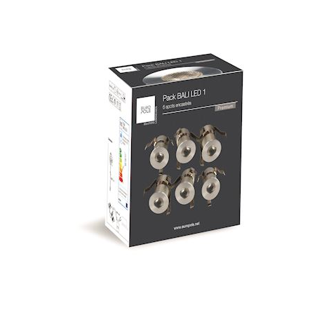 Europole 46111 Pack BALI LED 1 rond fixe alu brossé 4000K 6x1,2W 28DEG