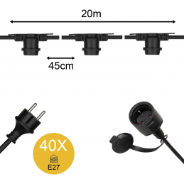 Garland 20m 40 sockets E27...